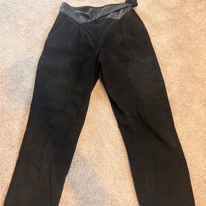 Elegant Black Pants with Leather Detail